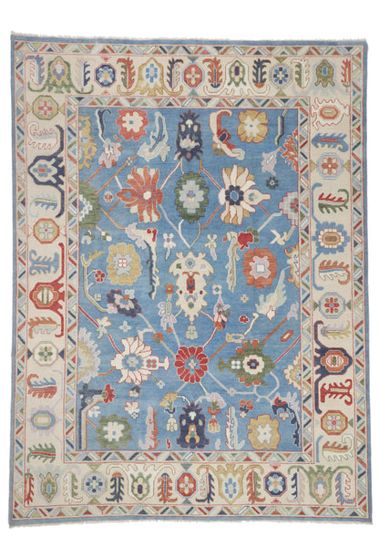 10 x 14 - Blue Vintage Indian Oushak Rug - 79944