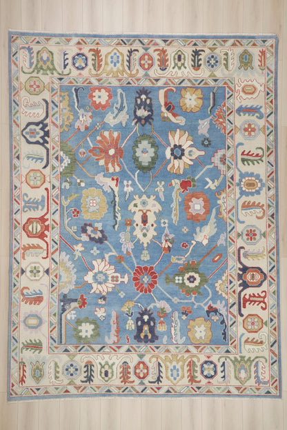 10 x 14 - Blue Vintage Indian Oushak Rug - 79944