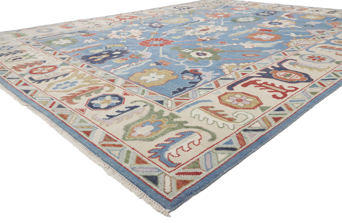 10 x 14 - Blue Vintage Indian Oushak Rug - 79944