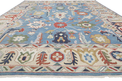 10 x 14 - Blue Vintage Indian Oushak Rug - 79944