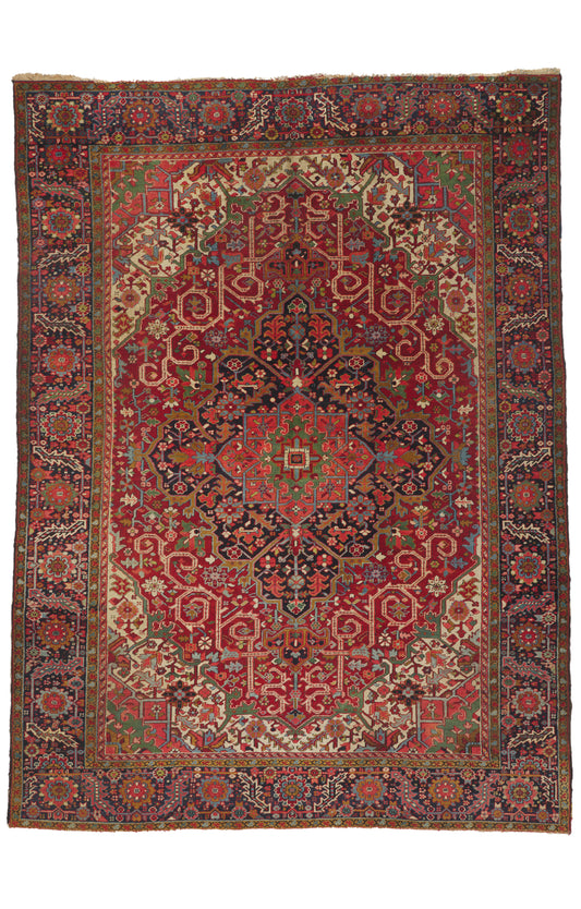 9 x 12 - Red Antique Persian Heriz Rug - 79945