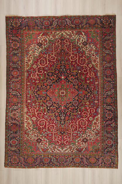 9 x 12 - Red Antique Persian Heriz Rug - 79945