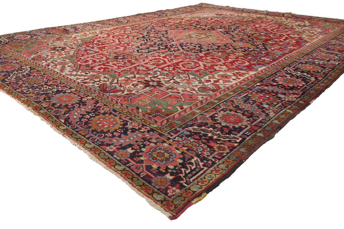 9 x 12 - Red Antique Persian Heriz Rug - 79945