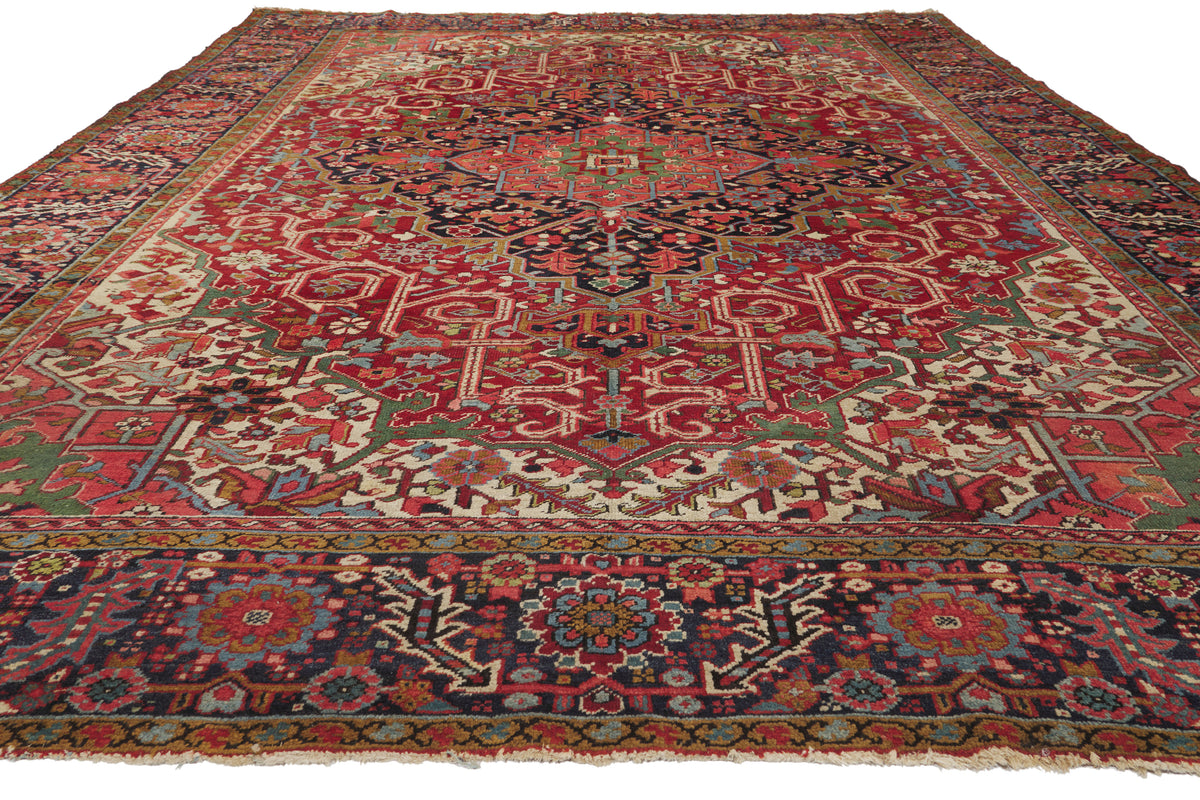 9 x 12 - Red Antique Persian Heriz Rug - 79945