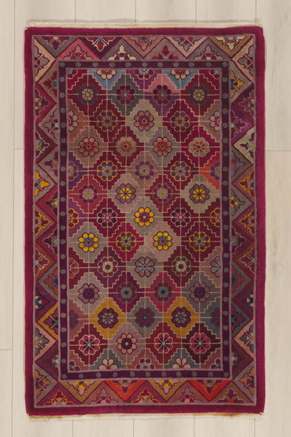 3 x 5 - Multicolor Antique Chinese Art Deco Rug - 79947