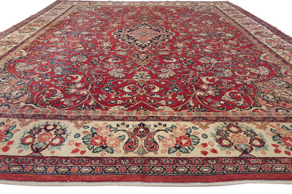 11 x 14 - Red Vintage Persian Mahal Rug - 79949