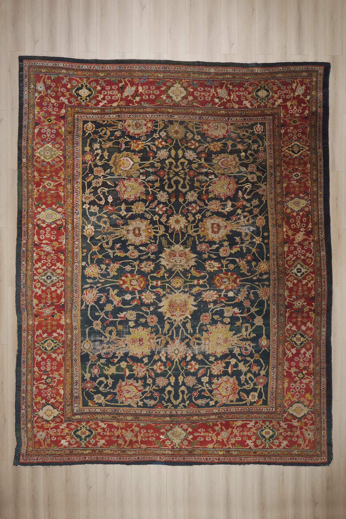 14 x 18 - Navy Blue Antique Persian Sultanabad Rug - 79951