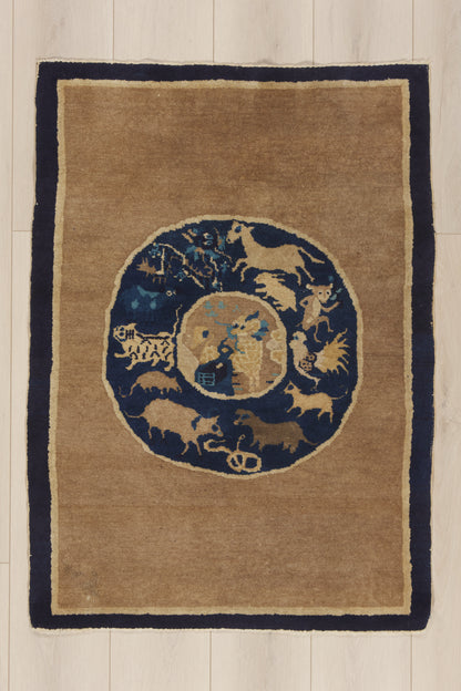 3 x 4 - Brown Antique Chinese Baotou Rug - 79952