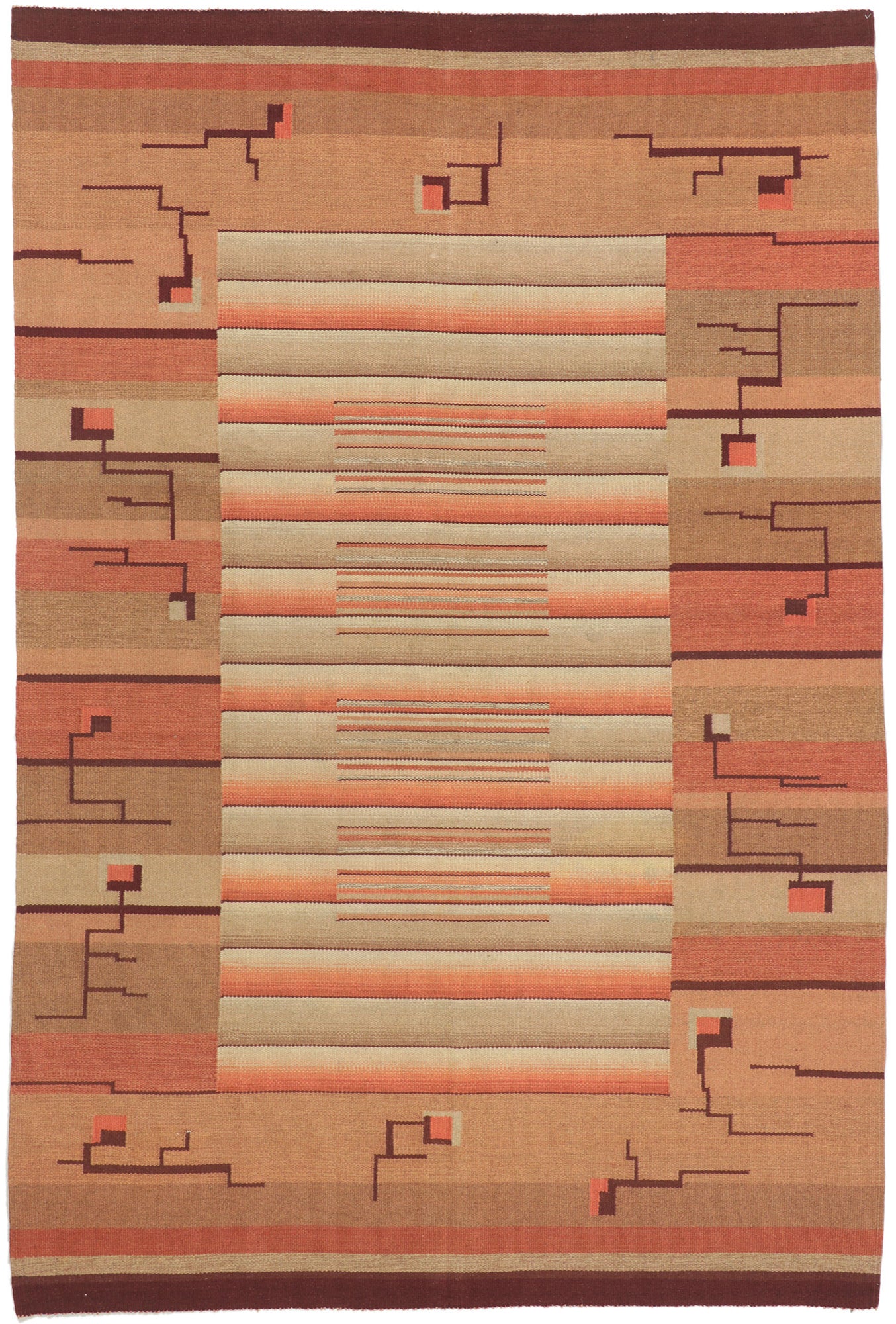 ​7 x 10 Laila Karttunen Vintage Finnish Flatweave Rug 78466