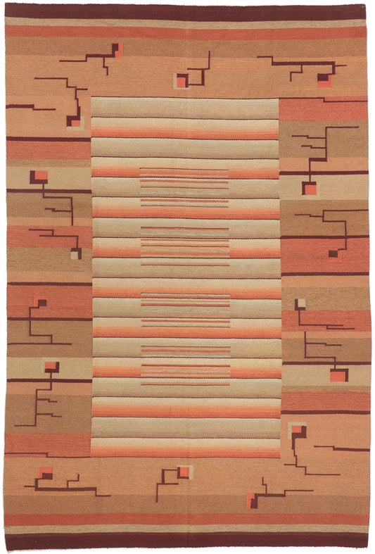​7 x 10 Laila Karttunen Vintage Finnish Flatweave Rug 78466