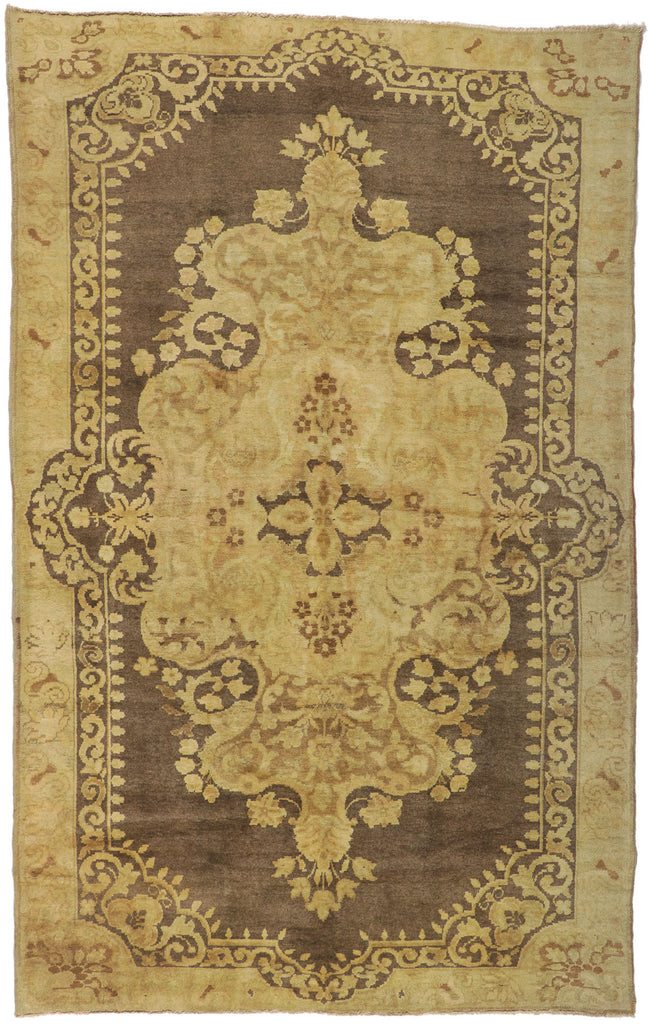 7 x 11 - Brown Vintage Turkish Oushak Rug - 50042