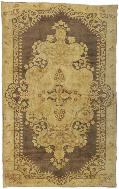 7 x 11 - Brown Vintage Turkish Oushak Rug - 50042