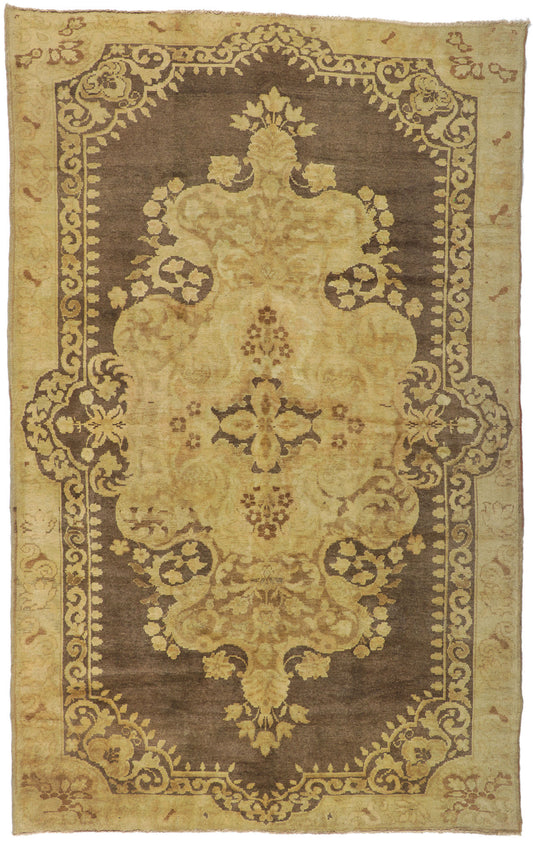 7 x 11 - Brown Vintage Turkish Oushak Rug - 50042