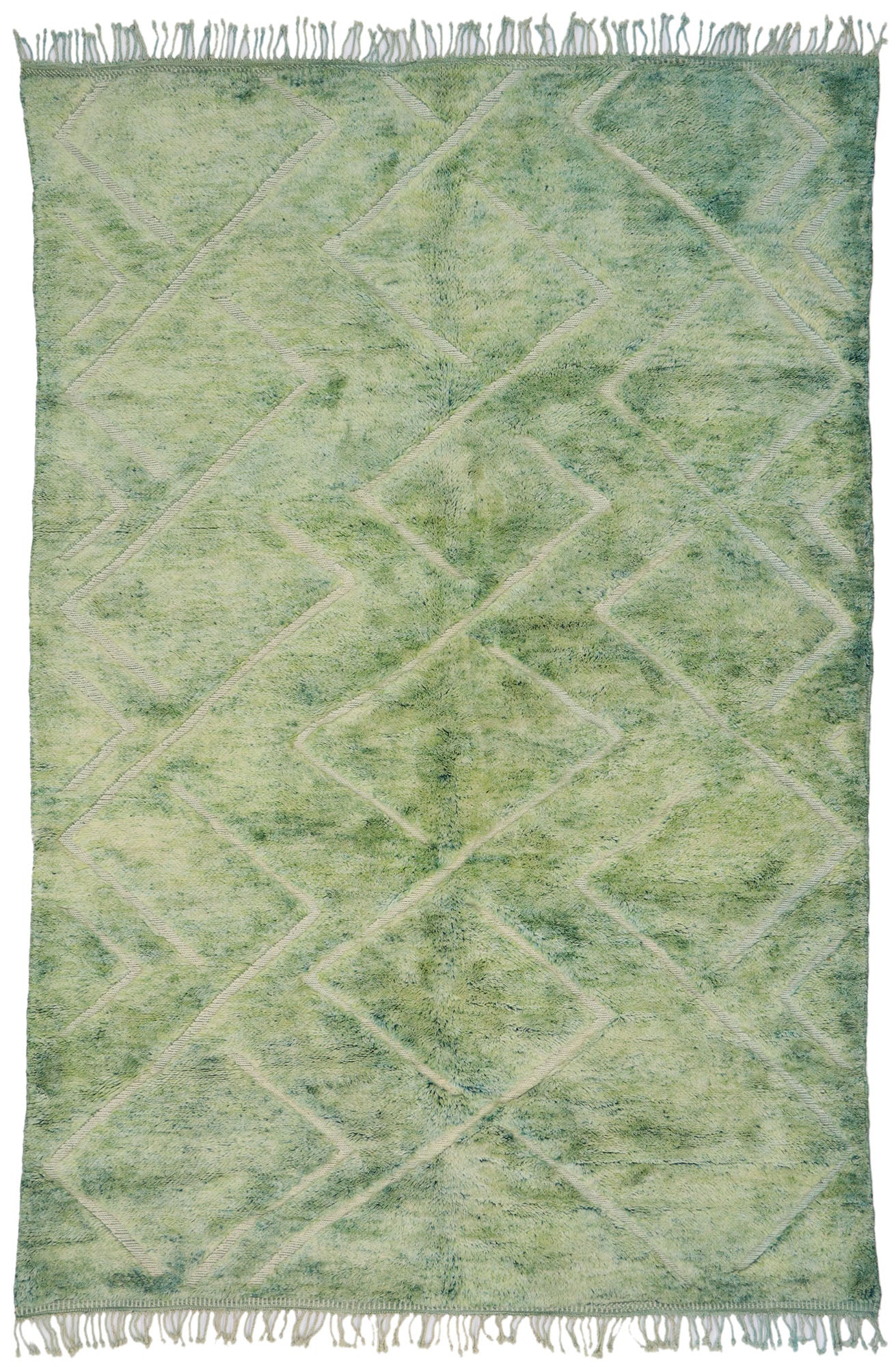 7 x 10 Modern Green Beni Mrirt Moroccan Rug 21183
