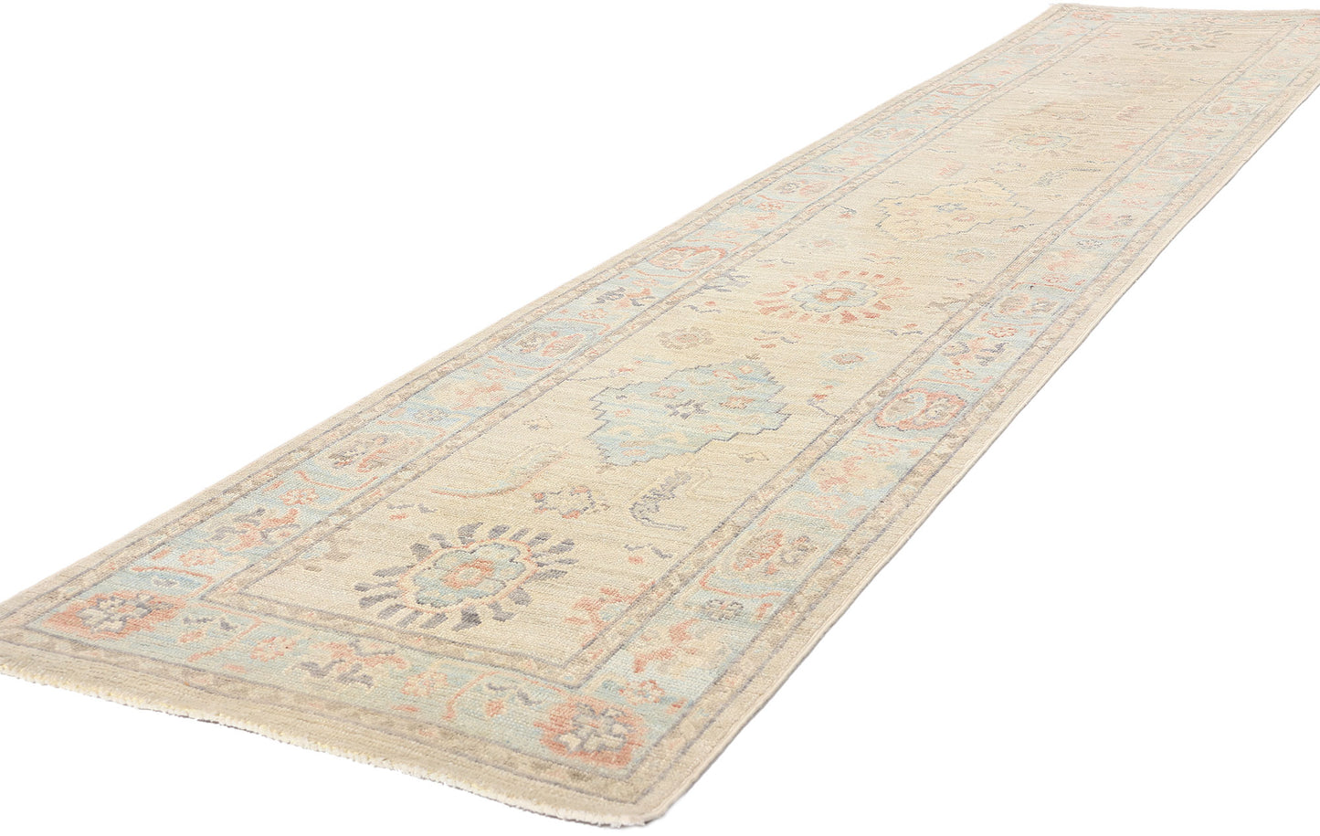 3 x 12 - Beige Pakistani Oushak Rug - 80840