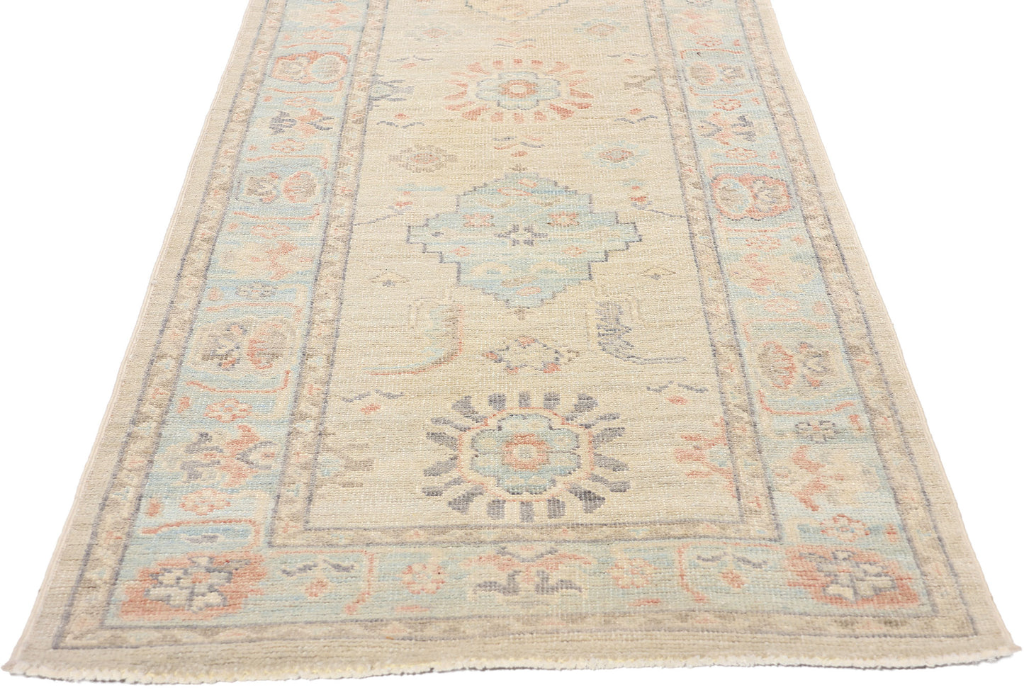 3 x 12 - Beige Pakistani Oushak Rug - 80840