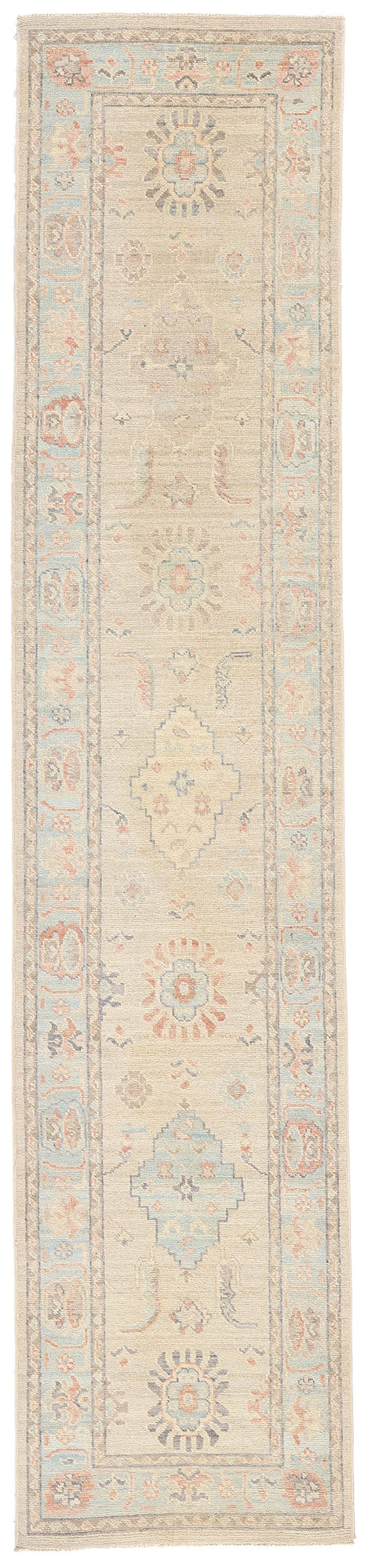 3 x 12 - Beige Pakistani Oushak Rug - 80840