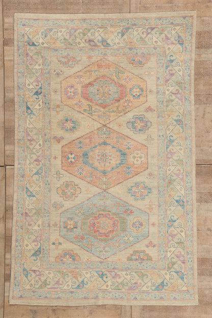 6 x 9 - Multicolor Pakistani Oushak Rug - 80888