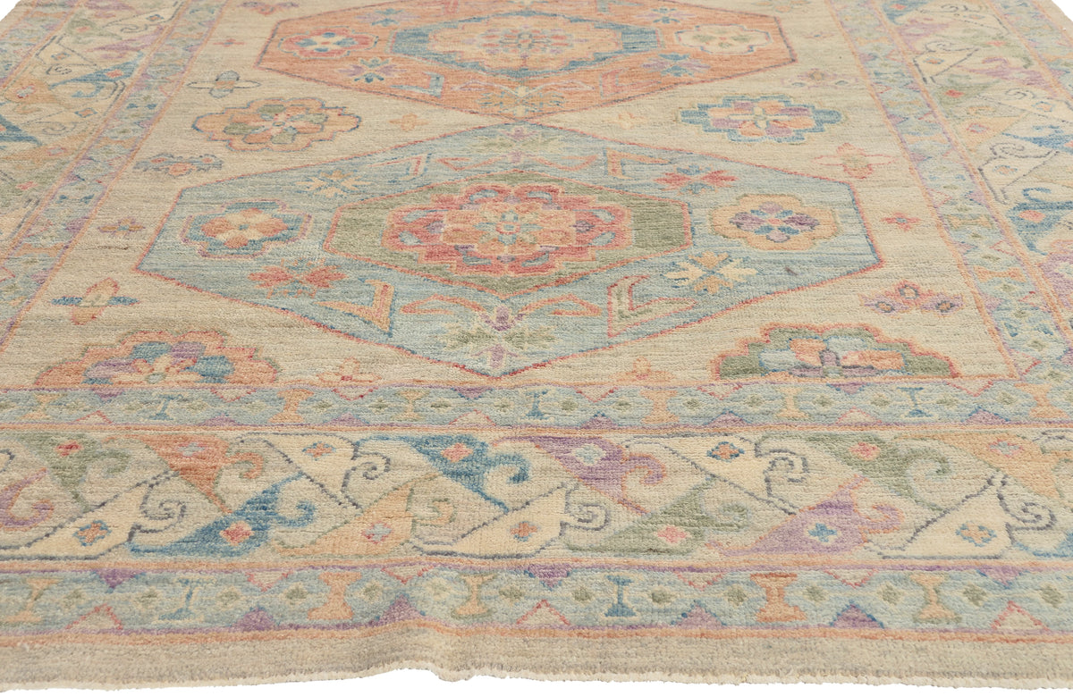 6 x 9 - Multicolor Pakistani Oushak Rug - 80888