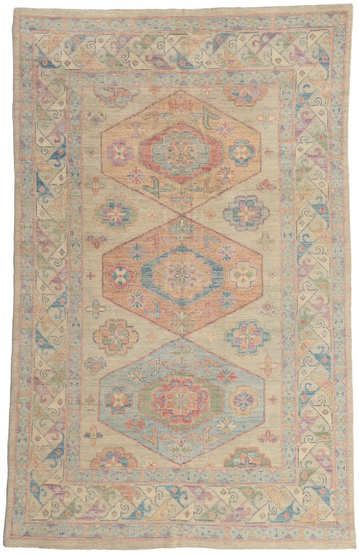 6 x 9 - Multicolor Pakistani Oushak Rug - 80888