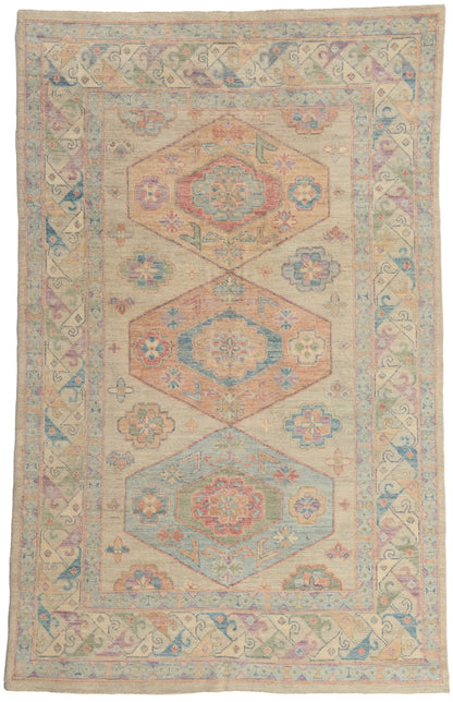 6 x 9 - Multicolor Pakistani Oushak Rug - 80888
