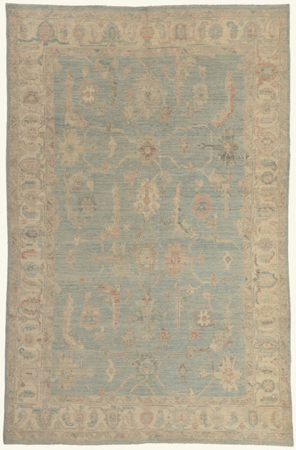 6 x 9 - Blue Pakistani Oushak Rug - 80892