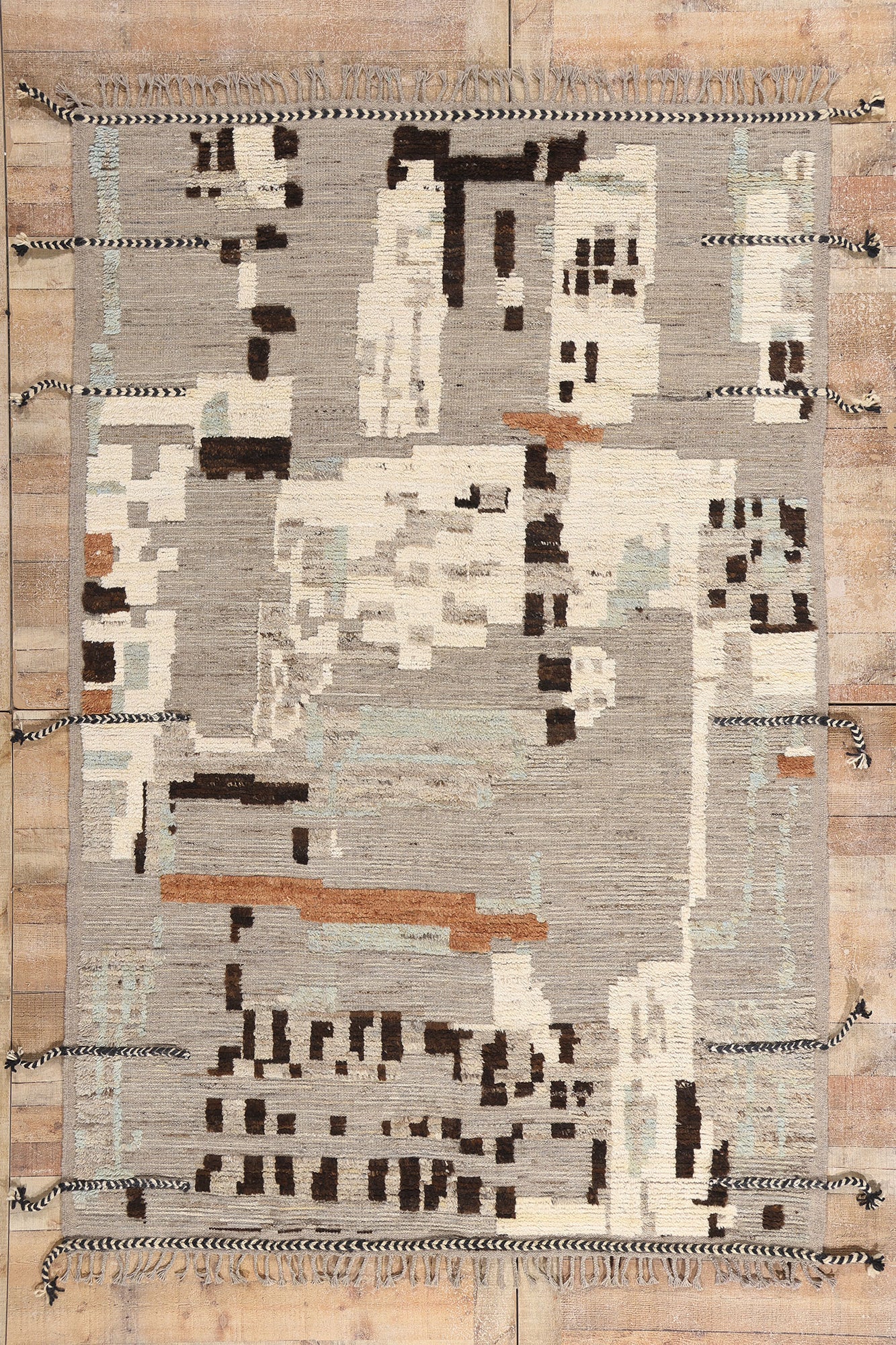 6 x 9 - Gray New Pakistani Moroccan Rug - 81171