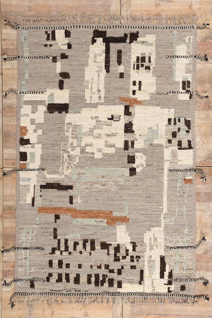 6 x 9 - Gray New Pakistani Moroccan Rug - 81171