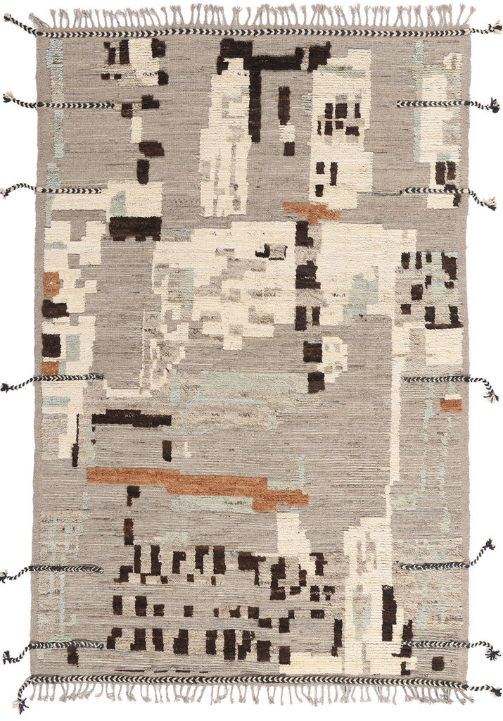 6 x 9 - Gray New Pakistani Moroccan Rug - 81171
