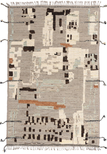 6 x 9 - Gray New Pakistani Moroccan Rug - 81171