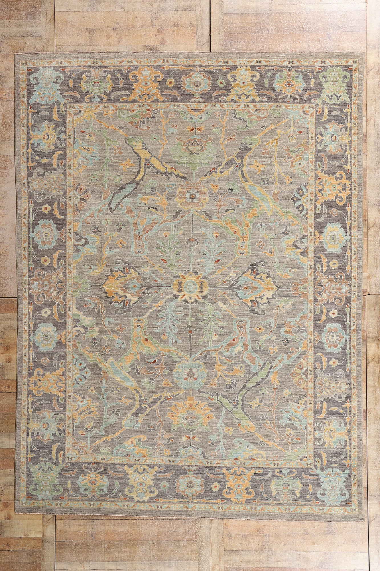 9 x 12 - Gray New Pakistani Sultanabad Rug - 81178