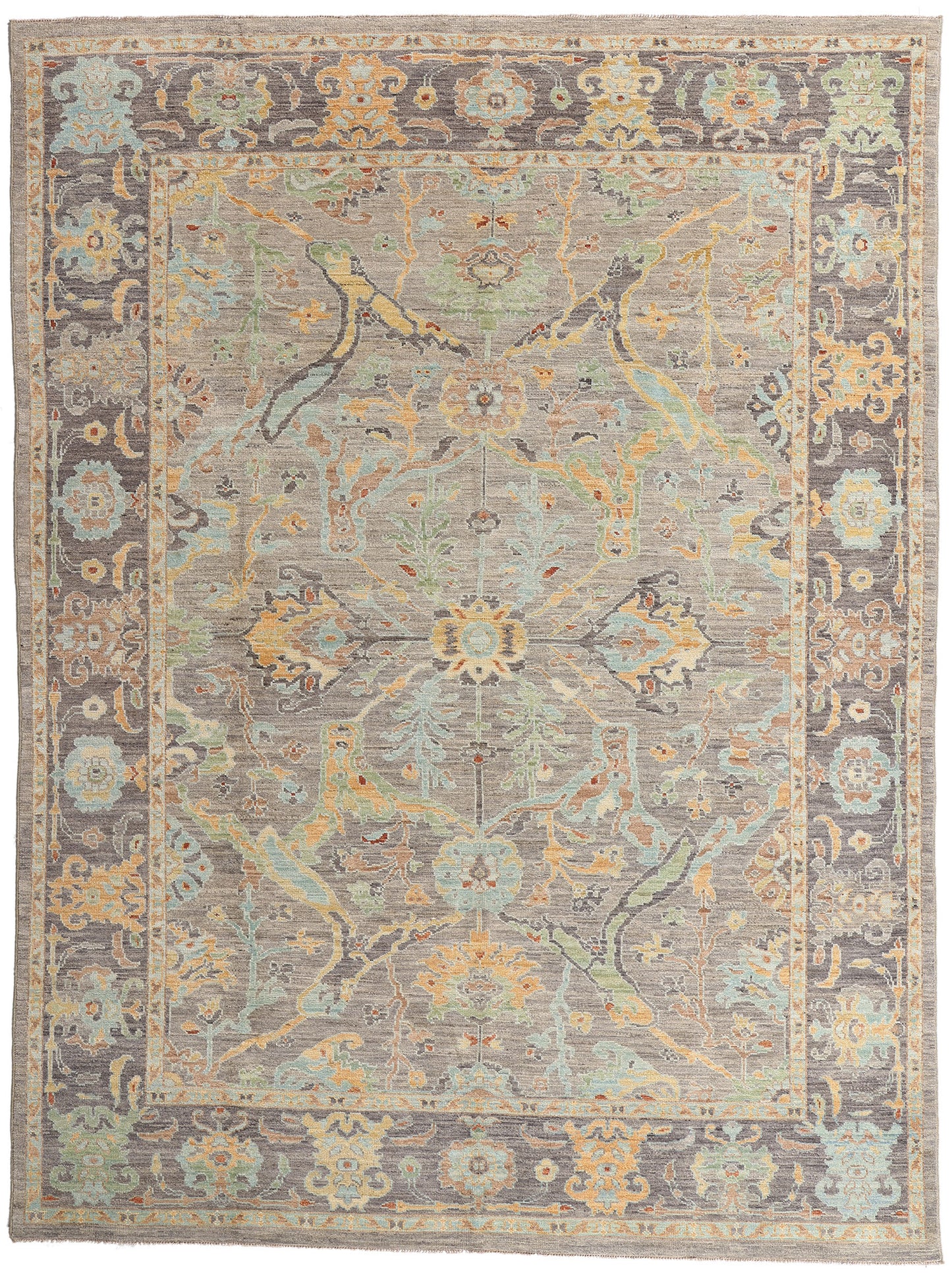 9 x 12 - Gray New Pakistani Sultanabad Rug - 81178