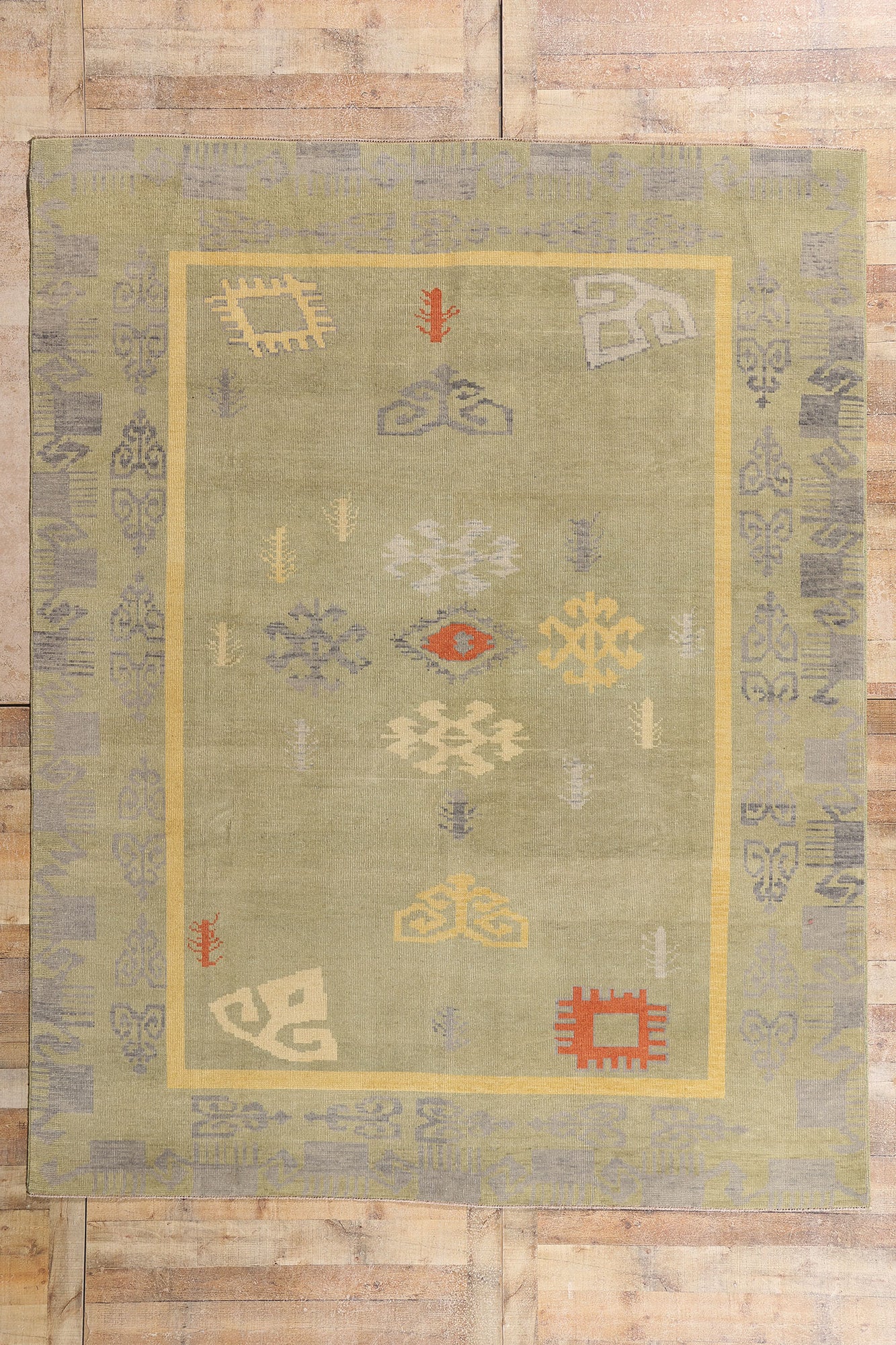 8 x 10 - Green New Pakistani Sivas Rug - 81179