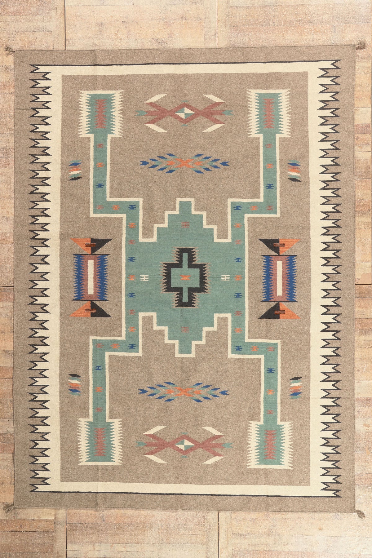 9 x 12 - Tan New Pakistani Kilim Rug - 81183