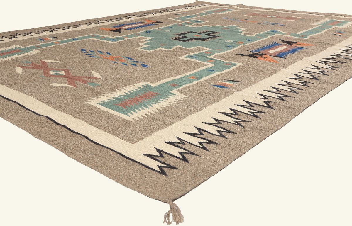 9 x 12 - Tan New Pakistani Kilim Rug - 81183