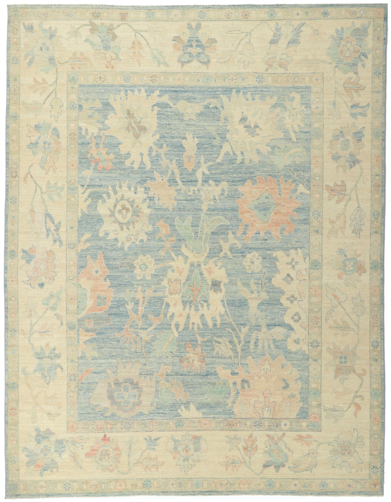 8 x 10 Colorful Blue Oushak Rug 80893