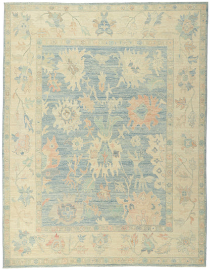8 x 10 Colorful Blue Oushak Rug 80893