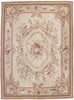 9 x 12 - Beige Vintage French Aubusson Rug - 77645