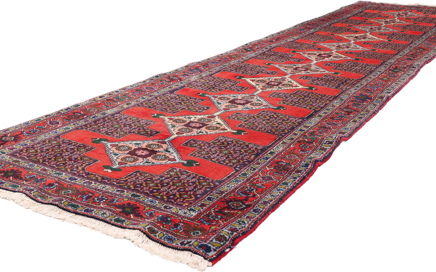 3 x 13 - Red Antique Persian Senneh Rug - 90041
