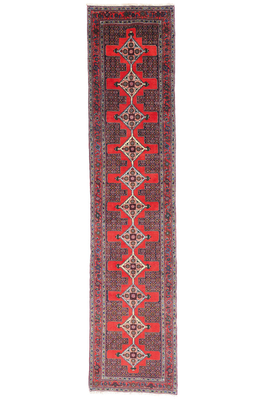 3 x 13 - Red Antique Persian Senneh Rug - 90041
