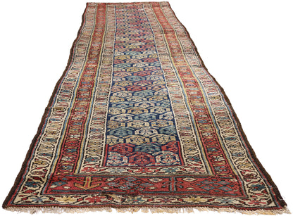 3 x 12 - Navy Blue Antique Persian Kurd Rug - 90043