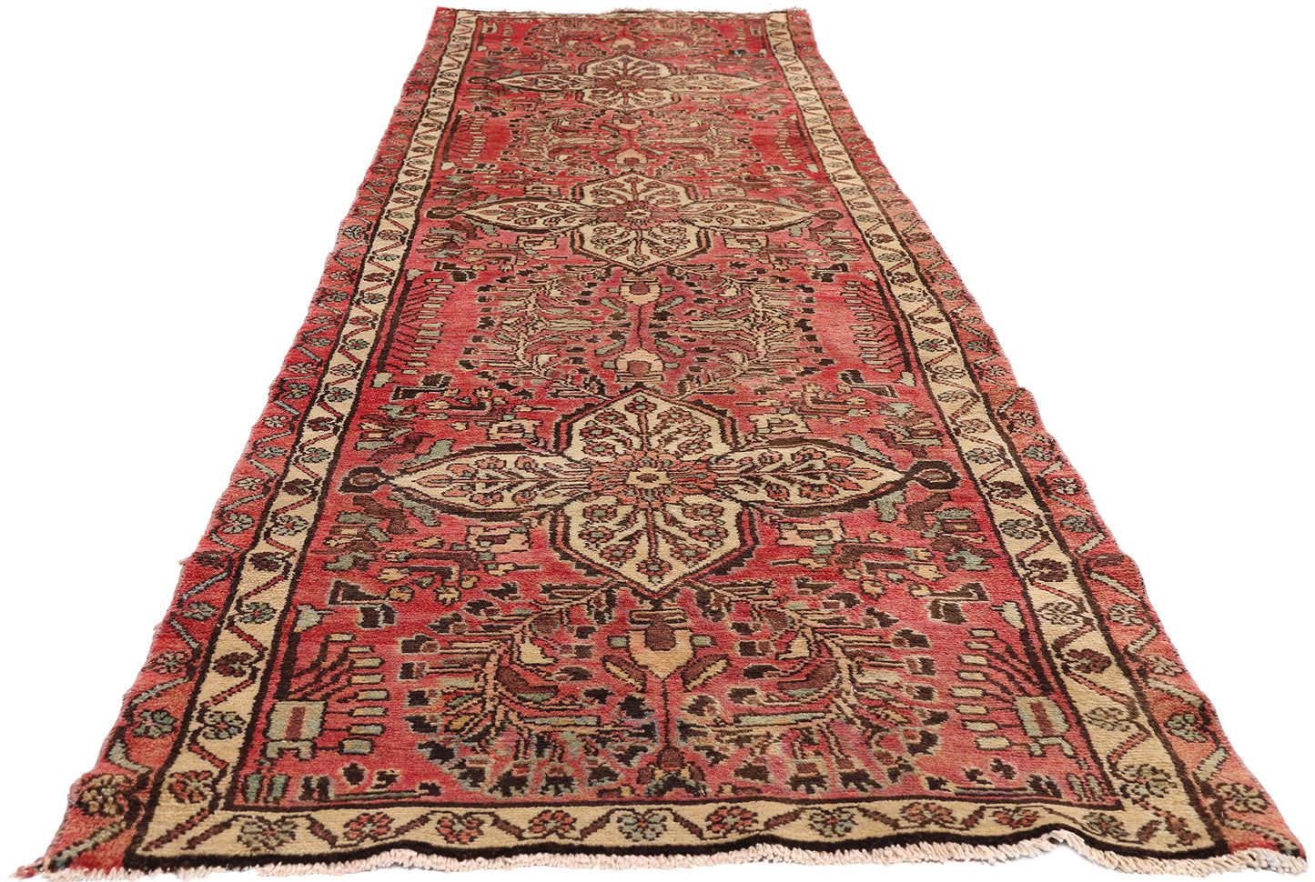3 x 12 - Red Vintage Persian Hamadan Rug - 90044