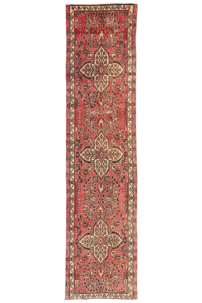 3 x 12 - Red Vintage Persian Hamadan Rug - 90044