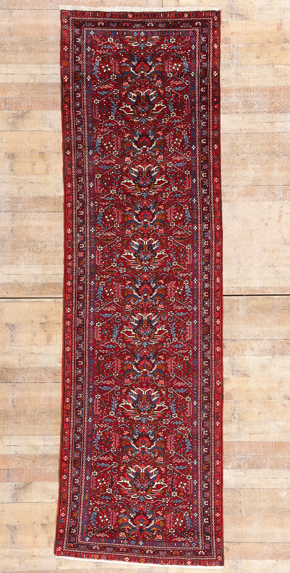 3 x 11 - Red Antique Persian Heriz Rug - 90045