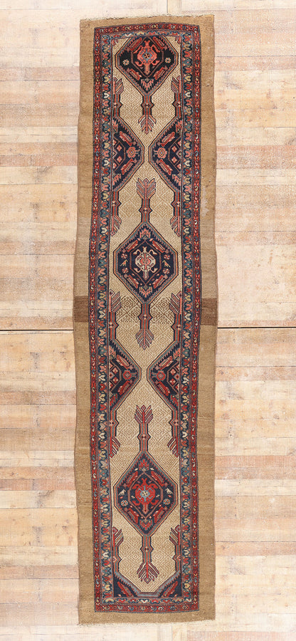 3 x 14 - Tan Antique Persian Malayer Rug - 90047