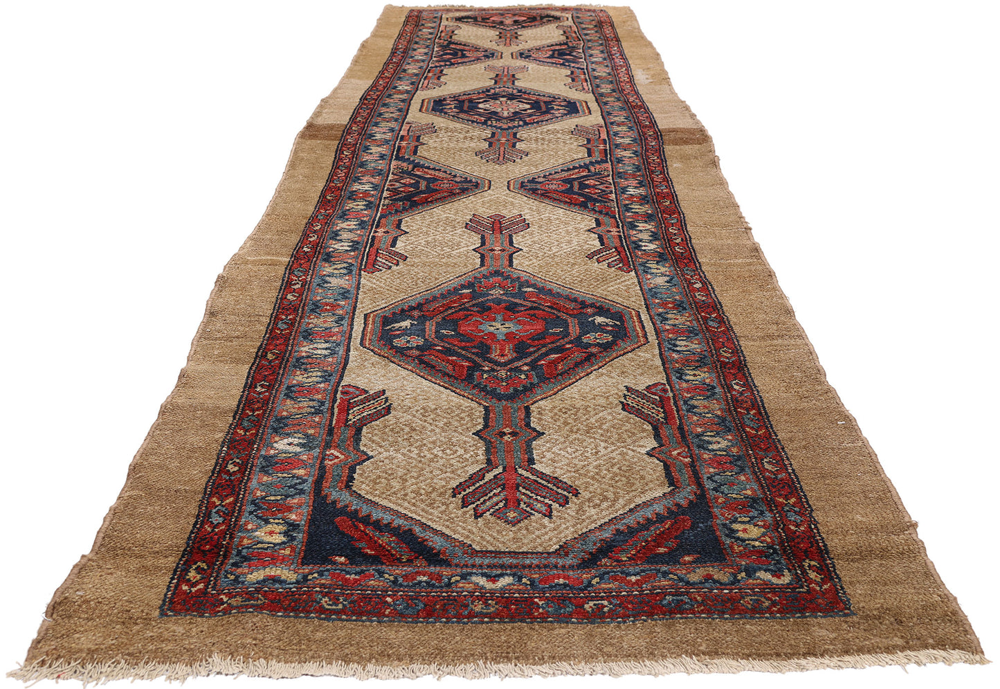 3 x 14 - Tan Antique Persian Malayer Rug - 90047