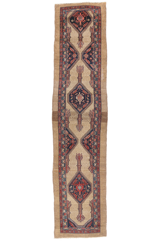 3 x 14 - Tan Antique Persian Malayer Rug - 90047