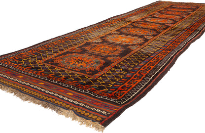4 x 13 - Brown Antique Persian Kurd Rug - 90048