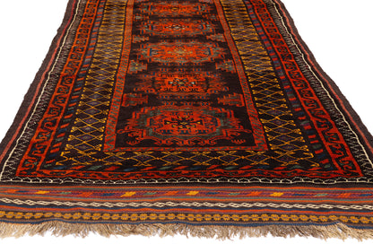 4 x 13 - Brown Antique Persian Kurd Rug - 90048
