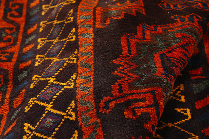 4 x 13 - Brown Antique Persian Kurd Rug - 90048